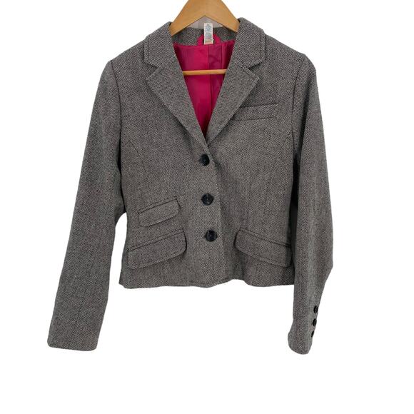 Old Navy Jackets & Blazers - Wool blend herringbone blazer Old Navy women’s M 3 button Y2K vtg black gray